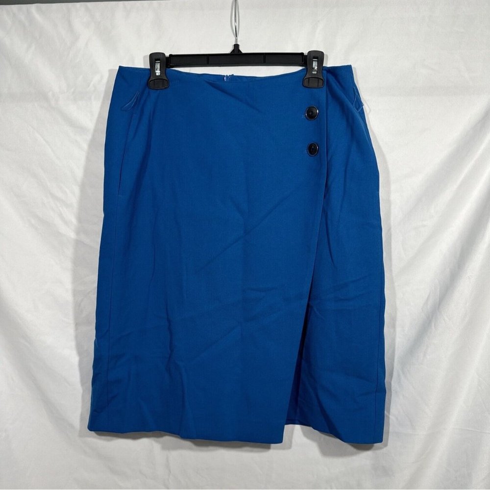 NEW HUGO BOSS [ 10 US ] VileaWa Fold Over Asymmetrical Button Skirt Blue‎
